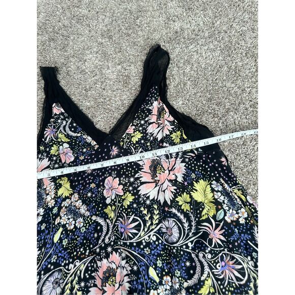 free people intimately Longwood Printed Slip Mini Dress Black Multi Sleeveless S - Picture 6 of 11